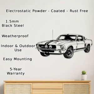 Ford Mustang Shelby GT500 Metal Art, 1967 Classic Car Decor, Iconic Muscle Sign, Automotive Enthusiast Gift