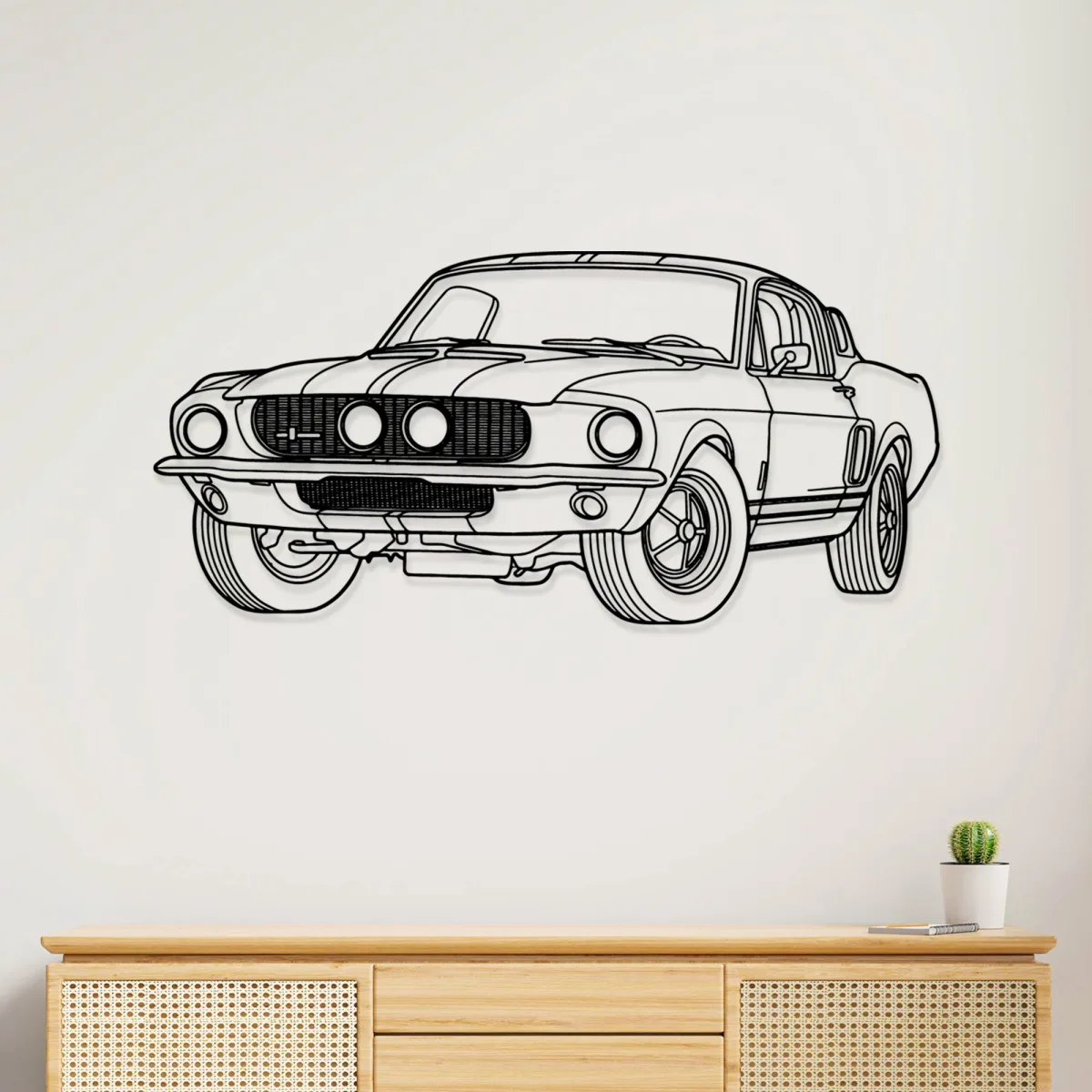 Black metal Ford Mustang Shelby GT500 wall art silhouette