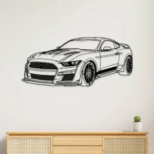 Black metal Ford Mustang Shelby GT500KR wall art for garage
