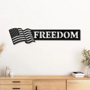 Freedom American Flag Metal Wall Art, Oversized Rustic Patriotic Decor, Optional RGB LED, Veterans Gift