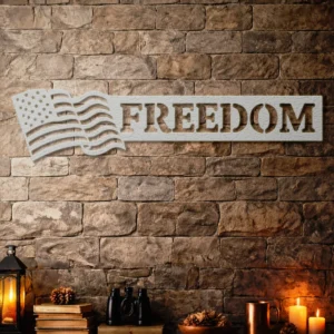 Freedom American Flag Metal Wall Art, Oversized Rustic Patriotic Decor, Optional RGB LED, Veterans Gift