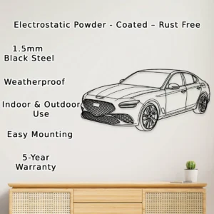 Genesis G70 3.3T Metal Wall Art, Luxury Sedan Silhouette, Modern Garage Decor, Car Enthusiast Gift