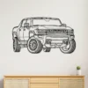 Black metal GMC Hummer EV silhouette wall art for modern garage decor