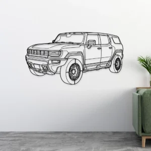 GMC Hummer EV Metal Wall Art, Electric SUV Silhouette, Garage Decor Sign, Off-Road Enthusiast Gift