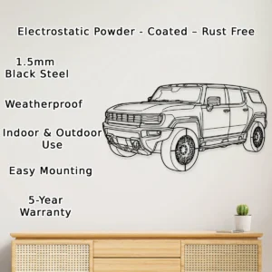 GMC Hummer EV Metal Wall Art, Electric SUV Silhouette, Garage Decor Sign, Off-Road Enthusiast Gift