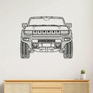 Black metal GMC Hummer EV front silhouette wall art