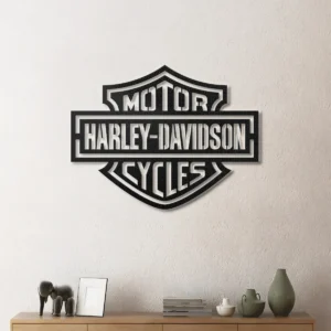 Harley Davidson Metal Logo, Iconic Shield Art, RGB LED Garage Sign, Motorcycle Fan Gift