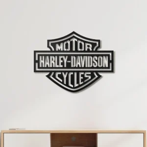 Harley Davidson Metal Logo, Iconic Shield Art, RGB LED Garage Sign, Motorcycle Fan Gift