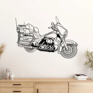 Black metal Harley Davidson touring motorcycle wall art.