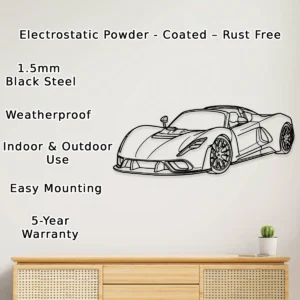Hennessey Venom F5 Metal Wall Art, Hypercar Silhouette Decor, Garage Man Cave Sign, Speed Enthusiast Gift