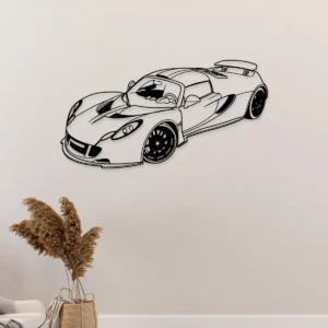 Hennessey Venom GT Metal Art, Hypercar Silhouette Decor, Garage Wall Sign, Car Enthusiast Gift