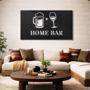 Home Bar Metal Wall Art, Oversized Rustic Bar Decor, Optional LED Backlight, Housewarming Gift