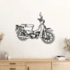 Black metal wall art of a Honda C70 Passport moped silhouette.