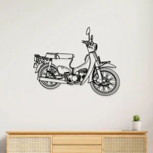 Honda C70 Passport Metal Art, Classic Moped Silhouette, Retro Garage Decor, Rider Gift