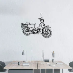 Honda C70 Passport Metal Art, Classic Moped Silhouette, Retro Garage Decor, Rider Gift