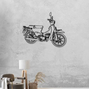 Honda C70 Passport Metal Art, Classic Moped Silhouette, Retro Garage Decor, Rider Gift