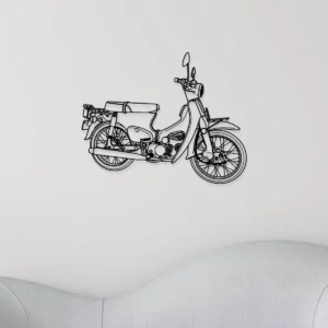 Honda C70 Passport Metal Art, Classic Moped Silhouette, Retro Garage Decor, Rider Gift