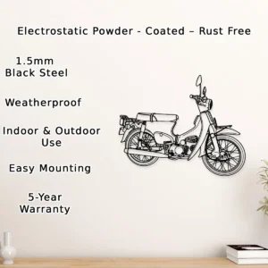 Honda C70 Passport Metal Art, Classic Moped Silhouette, Retro Garage Decor, Rider Gift
