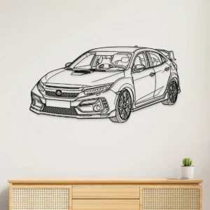 Black metal Honda Civic Type R wall art with aggressive design