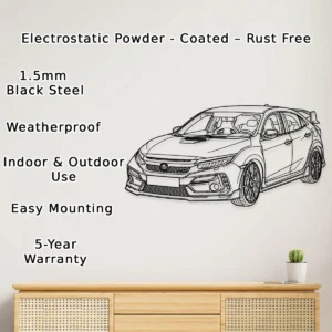 Honda Civic Type R Metal Wall Art, Iconic Hot Hatch Art, JDM Garage Decor, Performance Car Gift