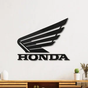 Honda Metal Logo, Iconic Wing Art, RGB LED Garage Decor, Motorcycle Enthusiast Gift