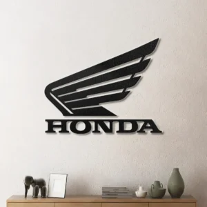 Honda Metal Logo, Iconic Wing Art, RGB LED Garage Decor, Motorcycle Enthusiast Gift