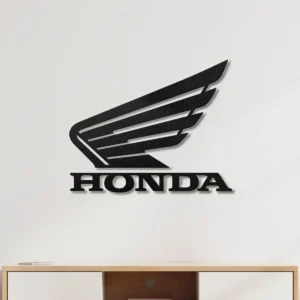Honda Metal Logo, Iconic Wing Art, RGB LED Garage Decor, Motorcycle Enthusiast Gift