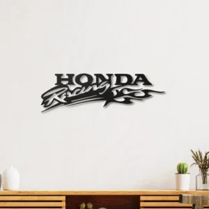 Honda Racing Metal Logo, Dynamic Flame Wall Art, RGB LED Garage Decor, Motorsport Fan Gift