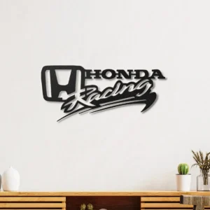 Honda Racing Metal Logo, Dynamic Motorsport Art, RGB LED Garage Sign, Enthusiast Gift