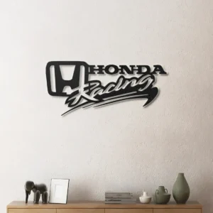 Honda Racing Metal Logo, Dynamic Motorsport Art, RGB LED Garage Sign, Enthusiast Gift