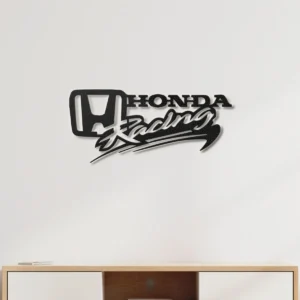 Honda Racing Metal Logo, Dynamic Motorsport Art, RGB LED Garage Sign, Enthusiast Gift