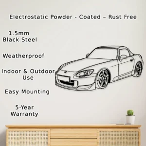 Honda S2000 Metal Wall Art, Iconic Roadster Silhouette, JDM Garage Decor, Car Guy Gift