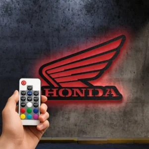 Honda Wing Logo, Legendary Motorcycle Art, Backlit Garage Sign, Rider's Ultimate Gift