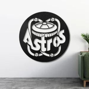 Houston Astros Metal Logo Art, MLB Team Wall Decor, LED Game Day Sign, Baseball Fan Gift