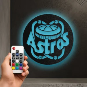 Houston Astros Metal Logo Art, MLB Team Wall Decor, LED Game Day Sign, Baseball Fan Gift