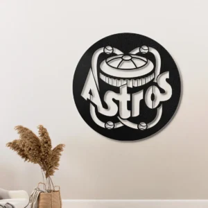 Houston Astros Metal Logo Art, MLB Team Wall Decor, LED Game Day Sign, Baseball Fan Gift