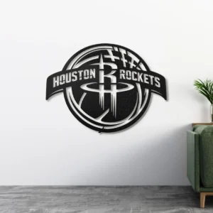 Houston Rockets Metal Logo, Bold NBA Wall Decor, LED Game Day Sign, Die-Hard Fan Gift