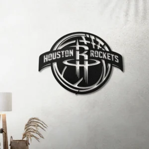 Houston Rockets Metal Logo, Bold NBA Wall Decor, LED Game Day Sign, Die-Hard Fan Gift