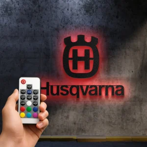 Husqvarna Metal Logo, Iconic Swedish Off-Road Art, LED Garage Sign, Motorcycle Rider Gift