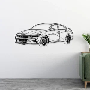 Hyundai Elantra N Metal Wall Art, Aggressive Sedan Silhouette, Garage Decor Sign, Car Enthusiast Gift