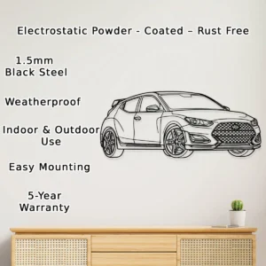 Hyundai Veloster N Metal Wall Art, Dynamic Hatchback Decor, Performance Car Sign, Enthusiast Gift
