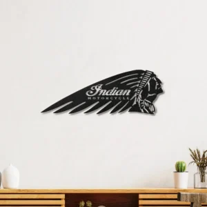 Indian Metal Wall Art, Iconic Chief Head Decor, RGB LED Garage Sign, Biker Enthusiast Gift