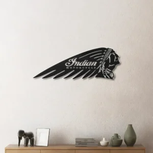 Indian Metal Wall Art, Iconic Chief Head Decor, RGB LED Garage Sign, Biker Enthusiast Gift