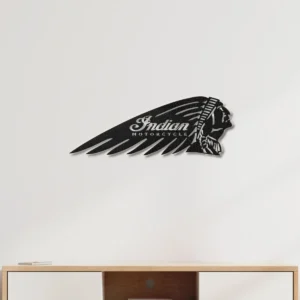 Indian Metal Wall Art, Iconic Chief Head Decor, RGB LED Garage Sign, Biker Enthusiast Gift