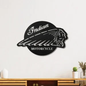 Indian Motorcycle Metal Logo, Iconic Rider Art, RGB LED Garage Sign, Biker Fan Gift