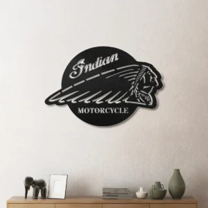 Indian Motorcycle Metal Logo, Iconic Rider Art, RGB LED Garage Sign, Biker Fan Gift