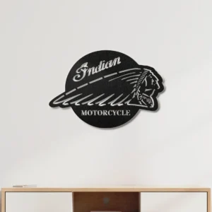 Indian Motorcycle Metal Logo, Iconic Rider Art, RGB LED Garage Sign, Biker Fan Gift