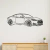 Black metal Infiniti Q60 silhouette wall art on a white wall.
