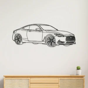Infiniti Q60 Metal Wall Art Luxury Coupe Silhouette Garage Decor Sign Car Enthusiast Gift Fabia Home Black metal Infiniti Q60 silhouette wall art on a white wall