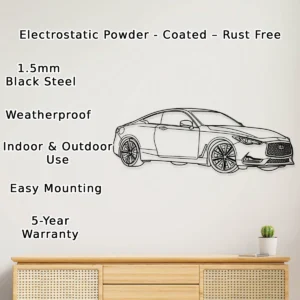 Infiniti Q60 Metal Wall Art, Luxury Coupe Silhouette, Garage Decor Sign, Car Enthusiast Gift